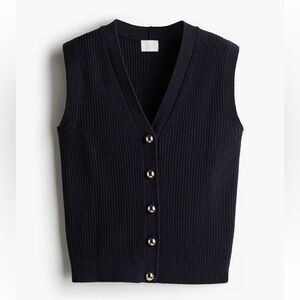 H&M Dark Blue Knit Cardigan Vest